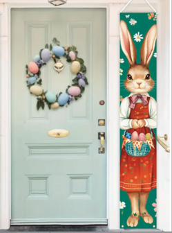 Banner Easter Bunny woman